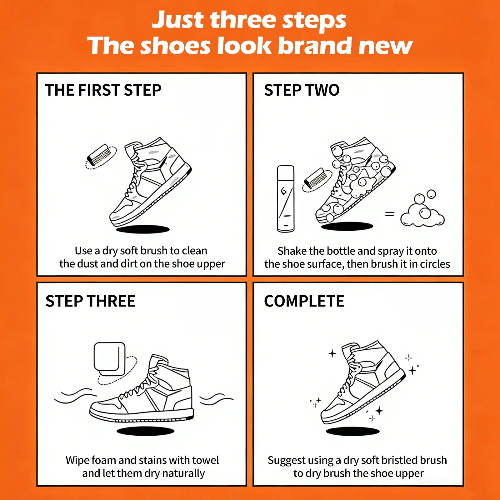 SOPAMI Eco-Friendly Foam Cleaning Kit Safe for All Shoes Easy to Use at Home with 150Ml Cleaner and Brushes