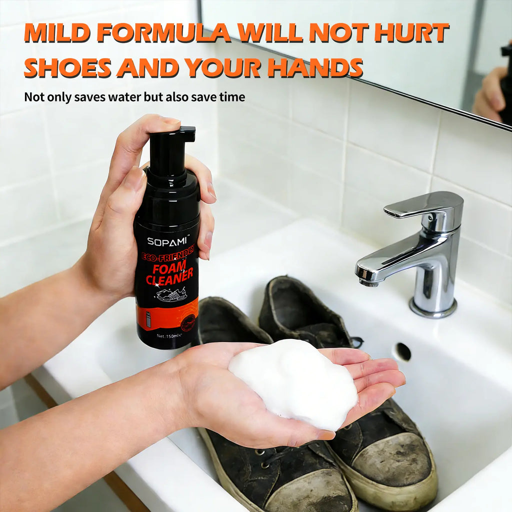 SOPAMI Eco-Friendly Foam Cleaning Kit Safe for All Shoes Easy to Use at Home with 150Ml Cleaner and Brushes