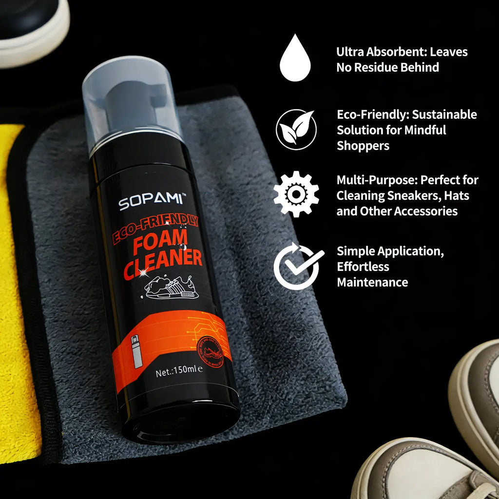 SOPAMI Eco-Friendly Foam Cleaning Kit Safe for All Shoes Easy to Use at Home with 150Ml Cleaner and Brushes